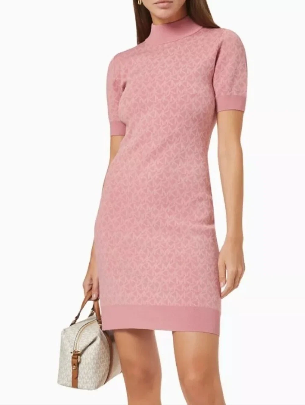 Michael Kors Dusty Rose Ribbed Bodycon Dress Sz Small Nwt